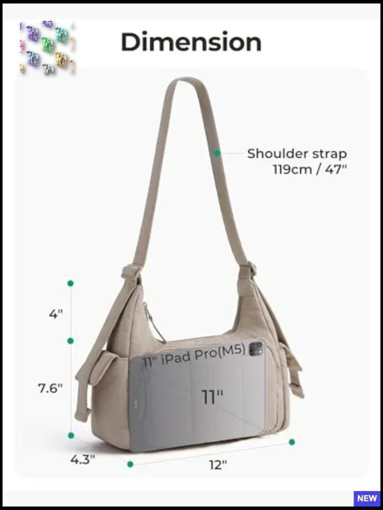 Puffer Crossbody Bag Lightweight Travel Purse Adjustable Strap Zippered Pockets - Picture 3 of 7